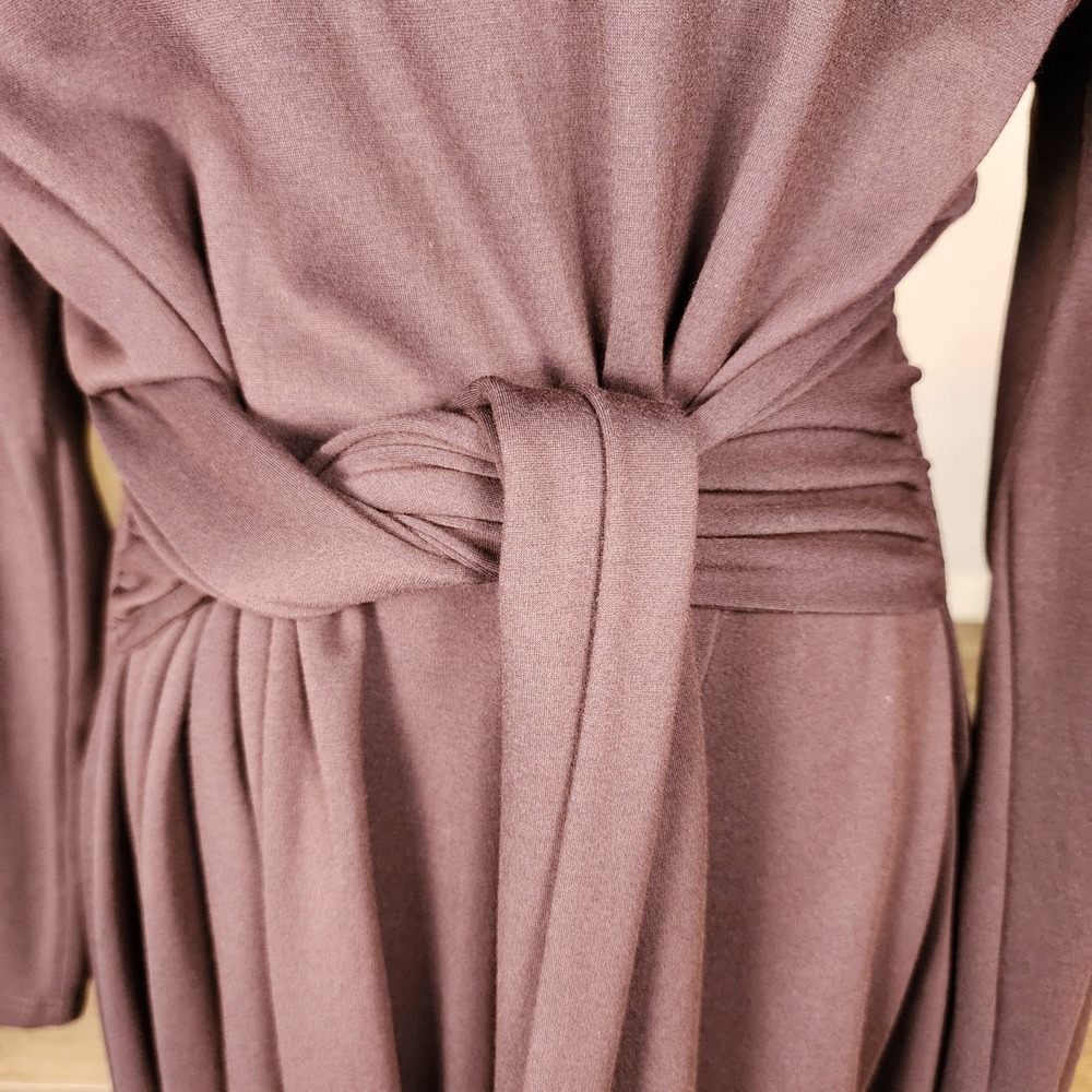 Veiled Modest Maxi Dress Gown Womens XL Espresso Brown Stretch Heavy Minimalist - Picture 3 of 10